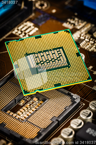 Image of Modern processor and motherboard