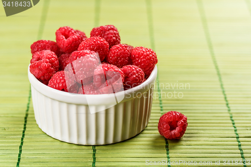 Image of Bowl of raspberries