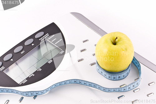 Image of apple and measuring objects