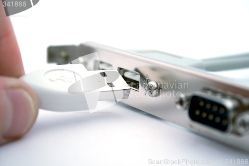 Image of Connection of a usb cable. Isolated