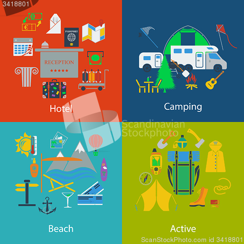 Image of Set of Travel and Camping designs 