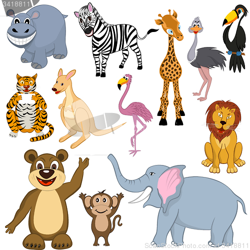 Image of Set of 12 Cartoon Animals