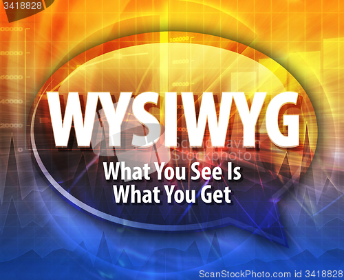 Image of WYSIWYG acronym definition speech bubble illustration