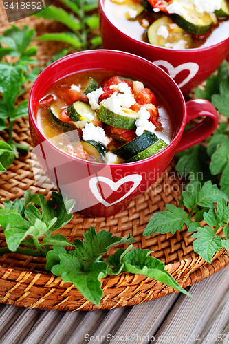 Image of tomato and zucchini soup