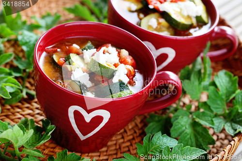 Image of tomato and zucchini soup