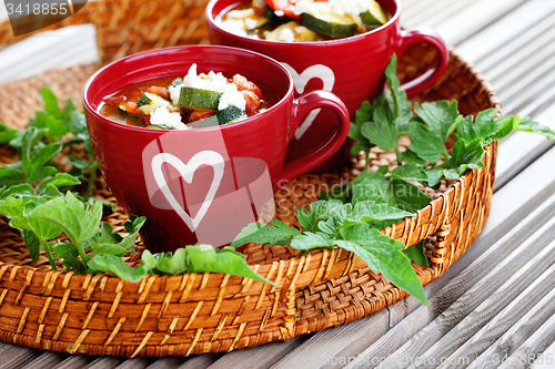 Image of tomato and zucchini soup