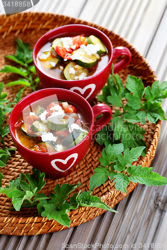 Image of tomato and zucchini soup