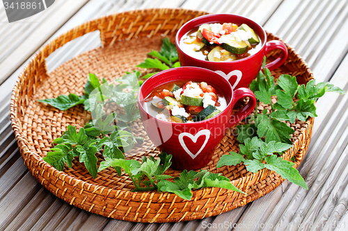 Image of tomato and zucchini soup