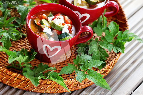 Image of tomato and zucchini soup