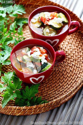 Image of tomato and zucchini soup