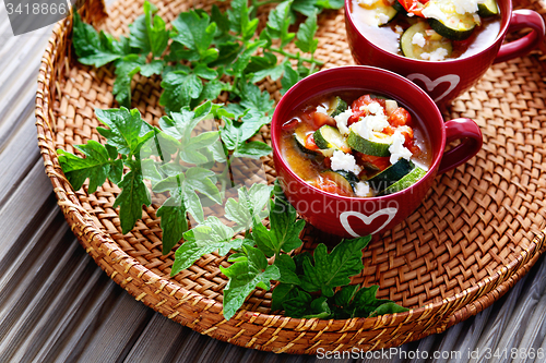 Image of tomato and zucchini soup