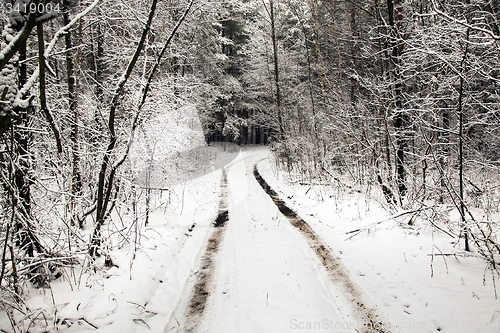 Image of the snow-covered road  