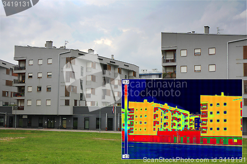Image of Residential building with Infrared thermovision image