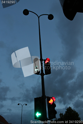 Image of Traffic lights in the night