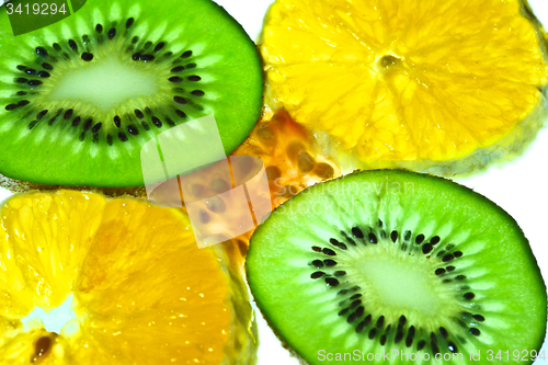 Image of Vegetable composition slices with tomatoes and kiwi