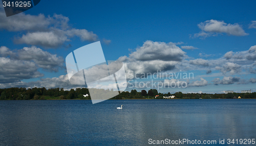 Image of Lake in Denmark with beautiful sky