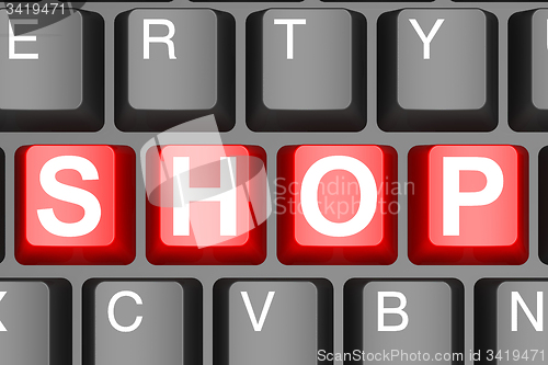 Image of Shop word on computer keyboard