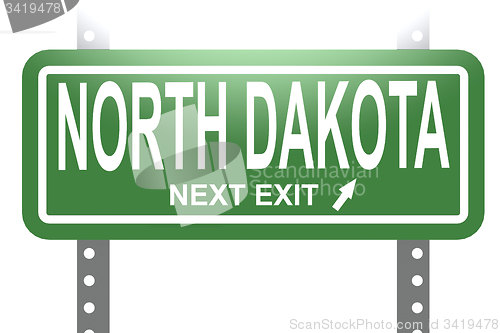 Image of North Dakota green sign board isolated 