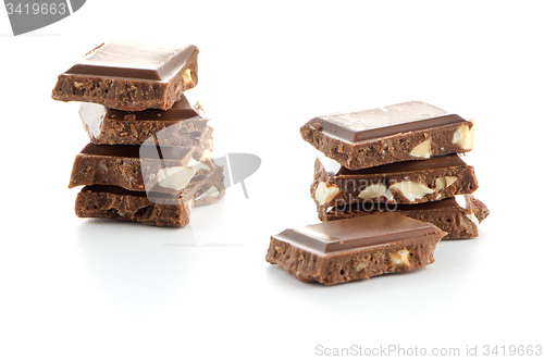 Image of Closeup detail of chocolate with almods parts