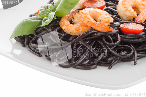 Image of Black spaghetti with shrimps