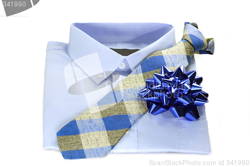 Image of Blue shirt with a tie