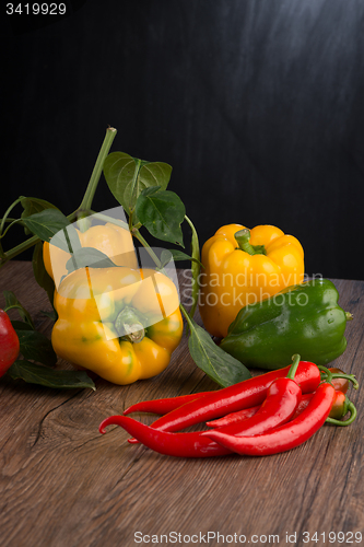 Image of Vegetables on wooden box