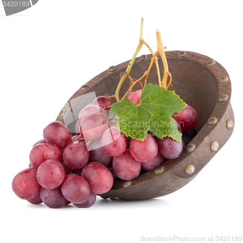 Image of Fresh red grapes in wood bown