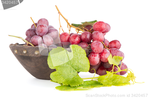 Image of Fresh red grapes in wood bown