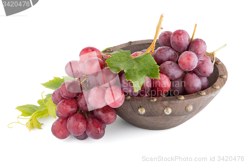 Image of Fresh red grapes in wood bown