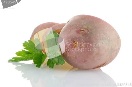 Image of Red sliced potatoes