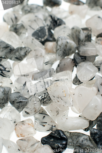 Image of Quartz with tourmaline necklace and bracelet beads