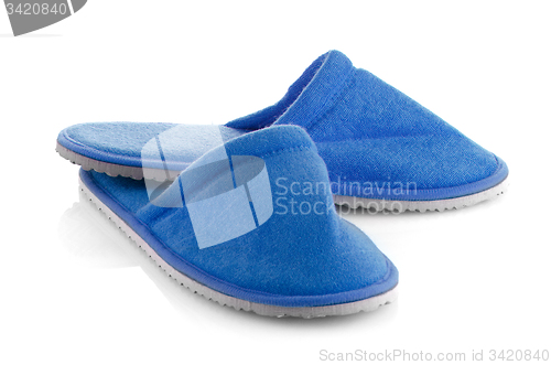 Image of A pair of blue slippers