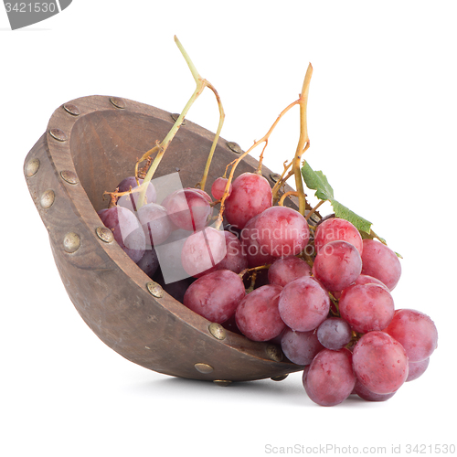 Image of Fresh red grapes in wood bown