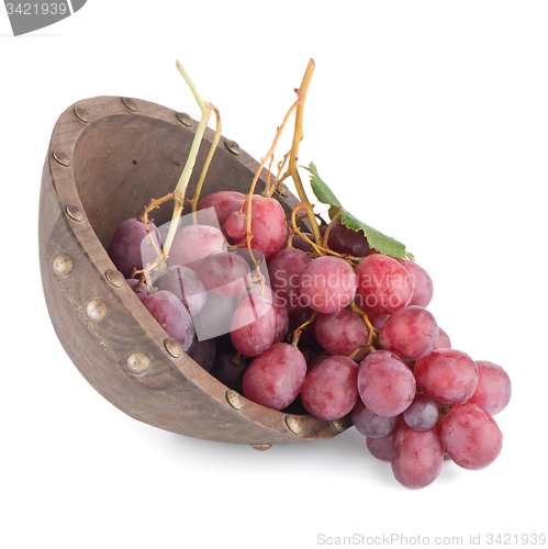 Image of Fresh red grapes in wood bown