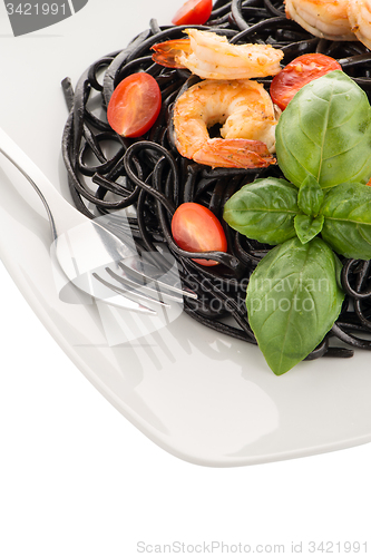 Image of Black spaghetti with shrimps