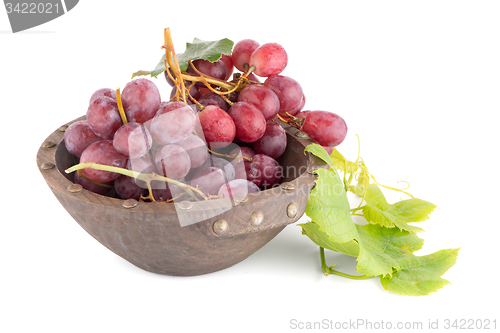 Image of Fresh red grapes in wood bown