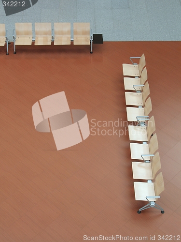 Image of Airport gate - rows of chairs