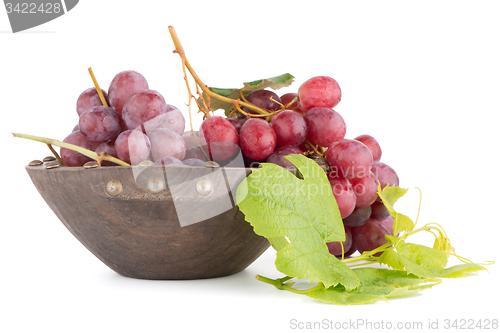 Image of Fresh red grapes in wood bown