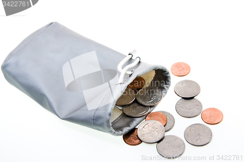 Image of coins in  bag 