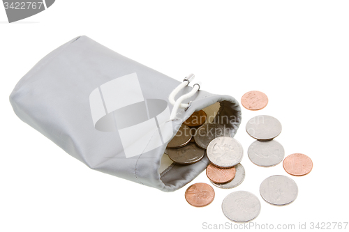 Image of coins in  bag 