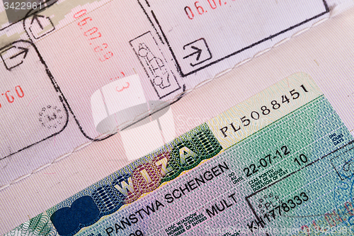 Image of Schengen visa stamps