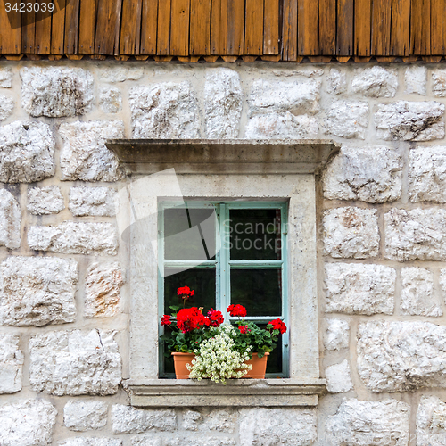 Image of Traditional alpine stone window.