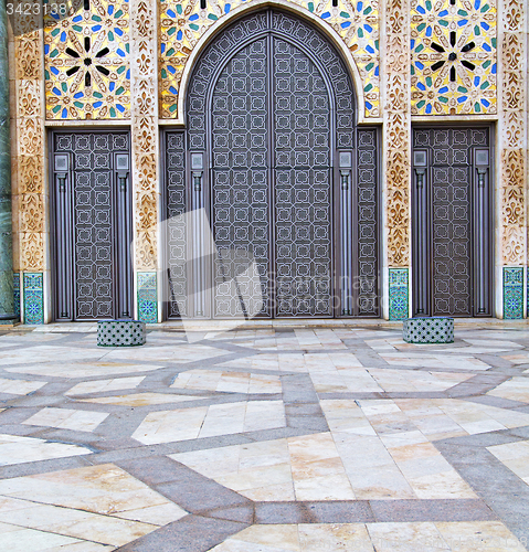 Image of historical marble  in  antique building door morocco      style 