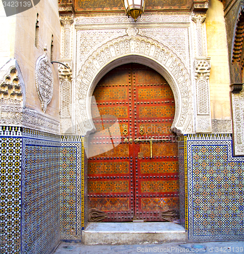 Image of historical in  antique building door morocco style africa   wood