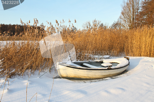 Image of Boat at the lake in winter