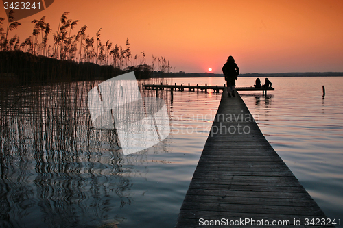 Image of Lake in denmark with a jetty in winter shot with colour graduate