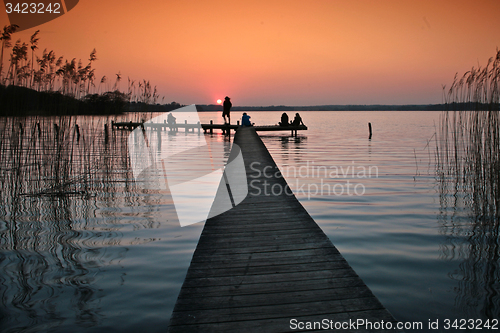 Image of Lake in denmark with a jetty in winter shot with colour graduate