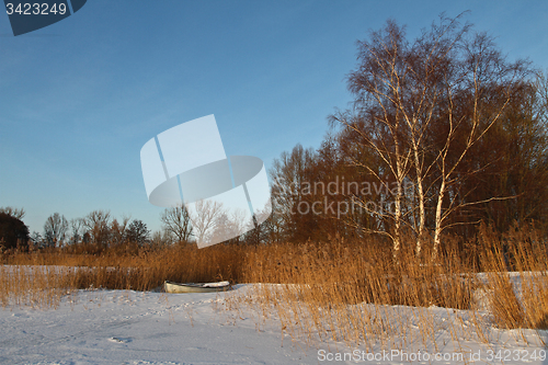 Image of Boat at the lake in winter