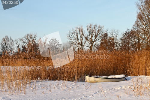 Image of Boat at the lake in winter