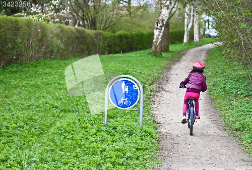 Image of Family on a path in spring in Denmark